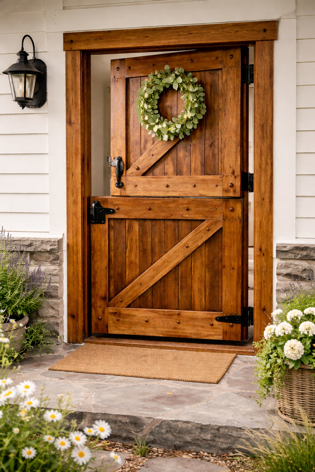 Dutch Handcrafted Diagonal Plank Entryway Barn Door