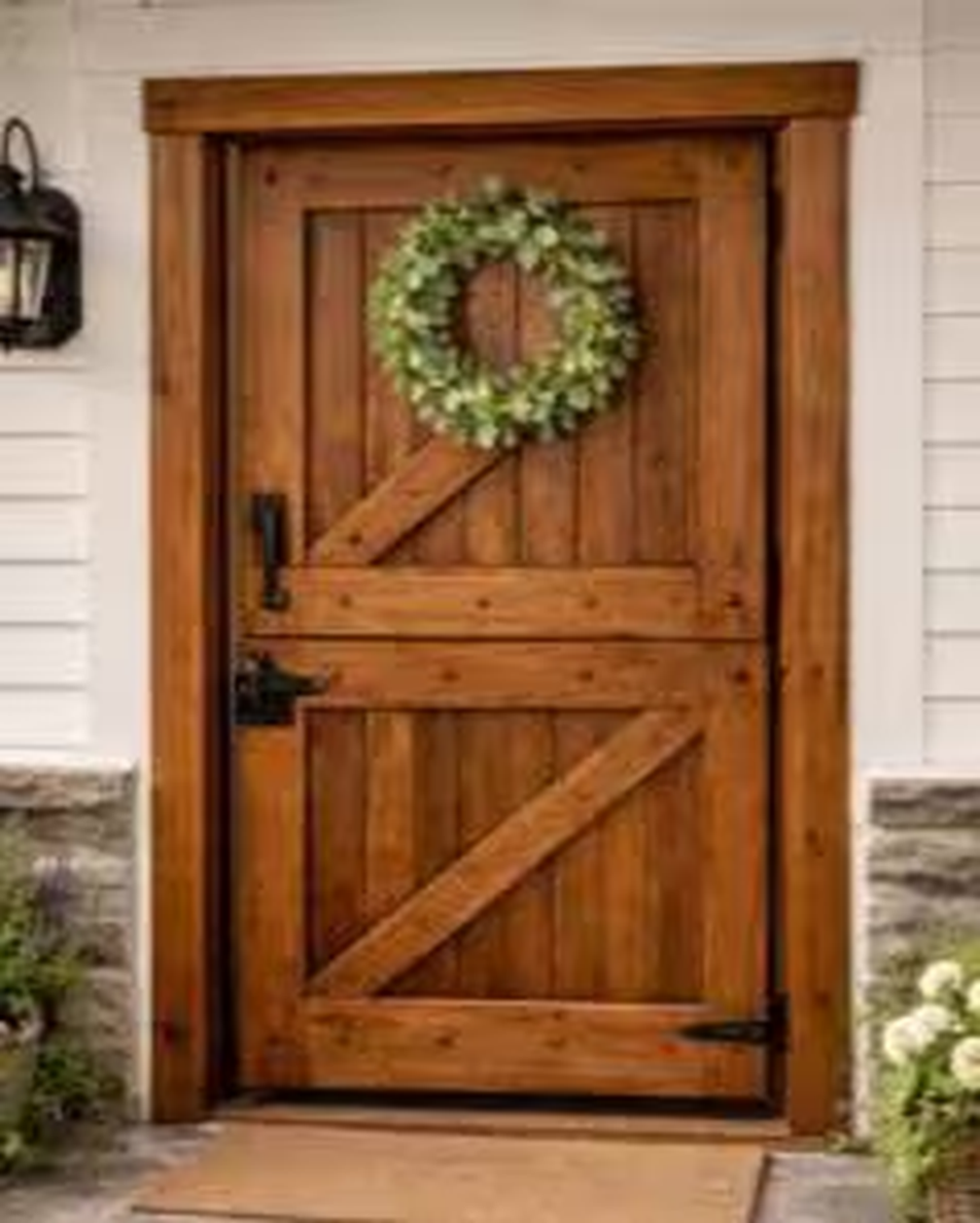 Solid Wood Farmhouse Dutch Door, Handcrafted Diagonal Plank Entryway Door