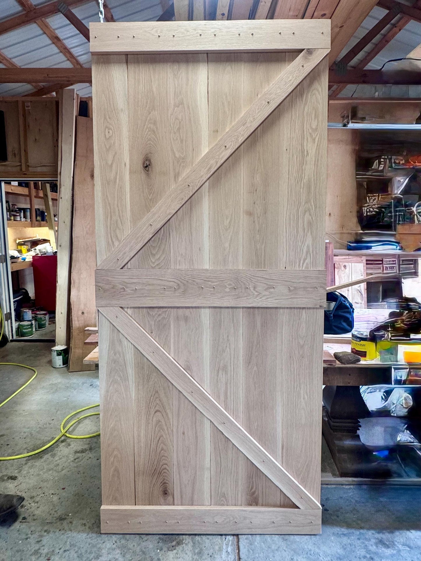 Rustic K Brace Farmhouse Style Solid White Oak Barn Door