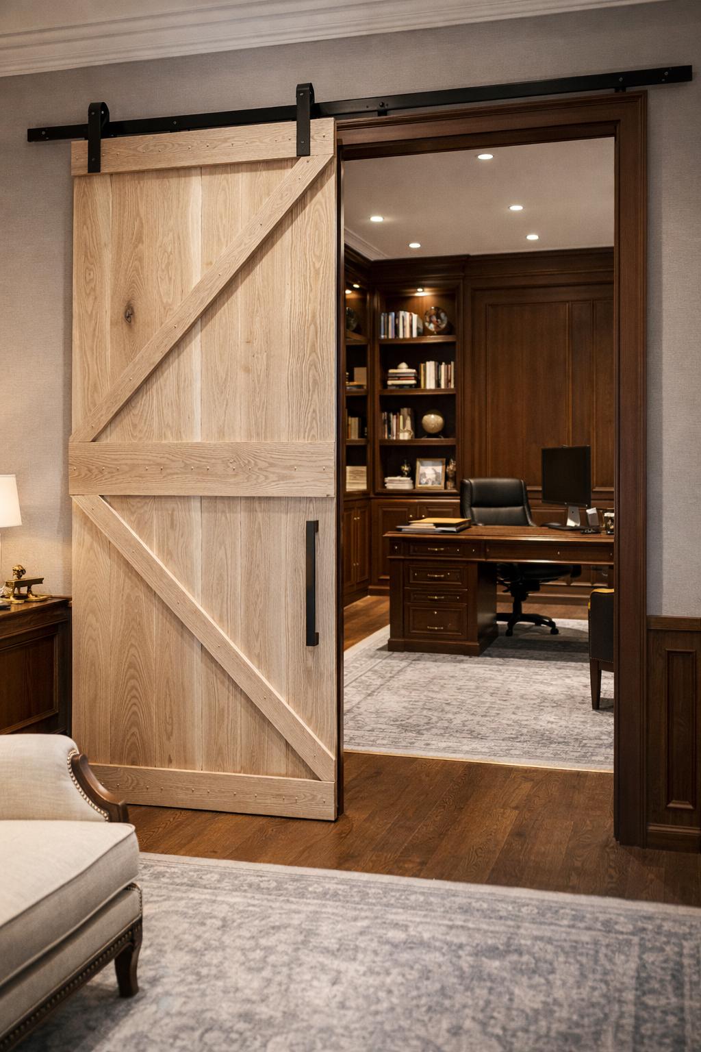Solid White Oak Barn Door, Rustic K Brace Sliding Door, Farmhouse Interior Hardware