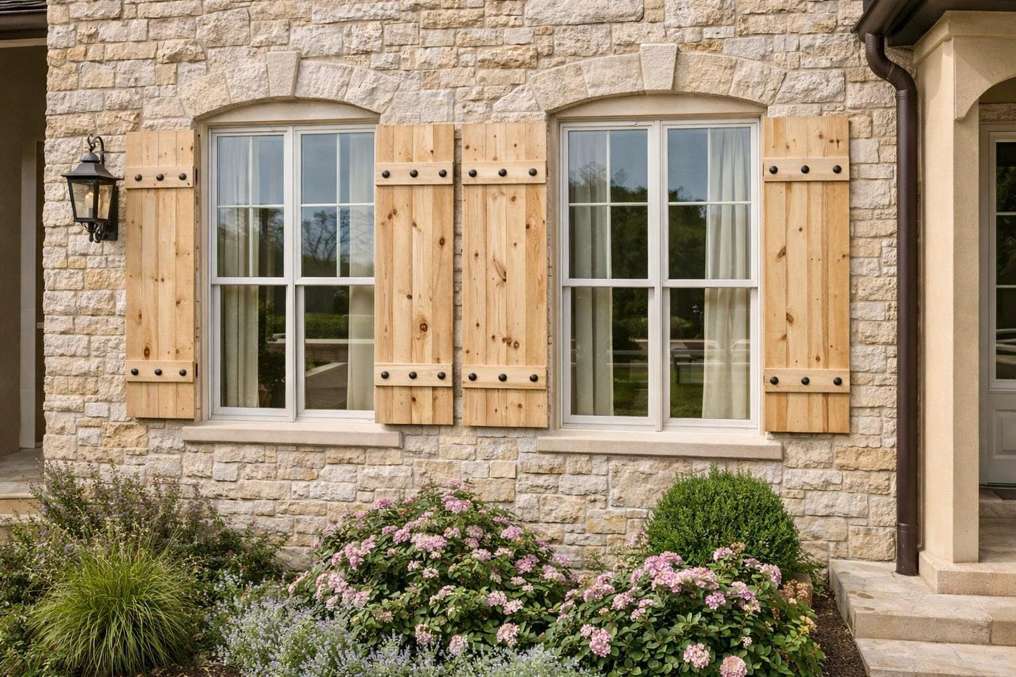 Handcrafted Solid Wood Board and Batten Shutters, Rustic Farmhouse Exterior Window (Set of 2)