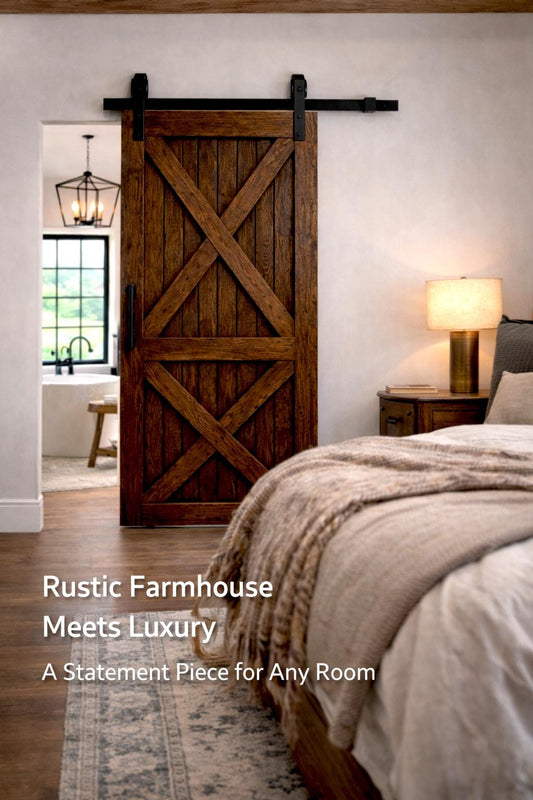 Solid Wood X Barn Door, Rustic Farmhouse Interior Sliding Door, Custom Size