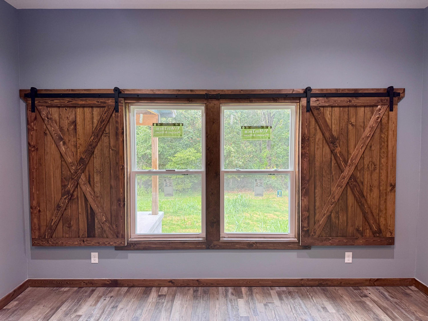 Solid Wood Barn Style Sliding Shutters, Rustic Farmhouse Window Cover