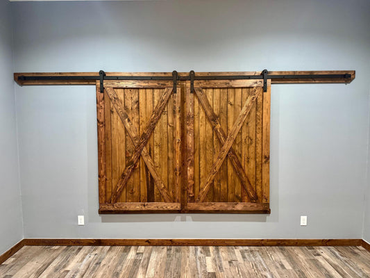Solid Wood Barn Style Sliding Shutters, Rustic Farmhouse Window Cover