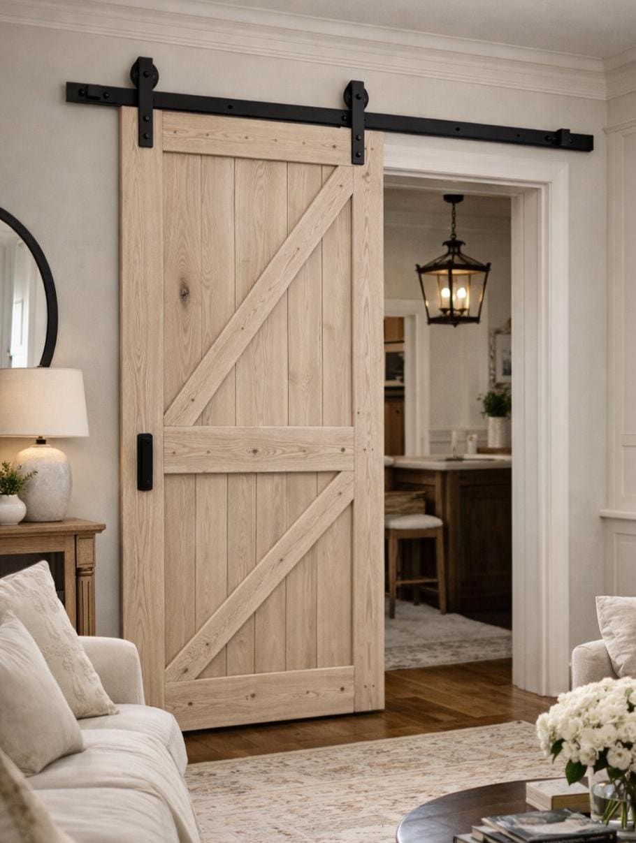 Rustic K Brace Farmhouse Style Solid White Oak Barn Door