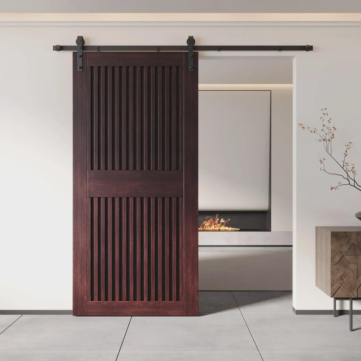 Modern Slat Interior Barn Door Interior (Hardware Included)