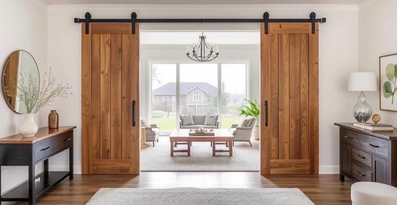 Solid Wood Double Barn Doors | Custom Farmhouse Sliding Interior Doors