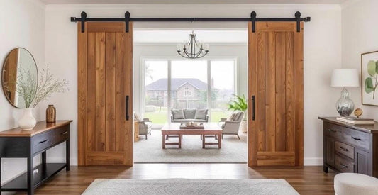Solid Wood Double Barn Doors | Rustic Farmhouse Sliding Interior Doors