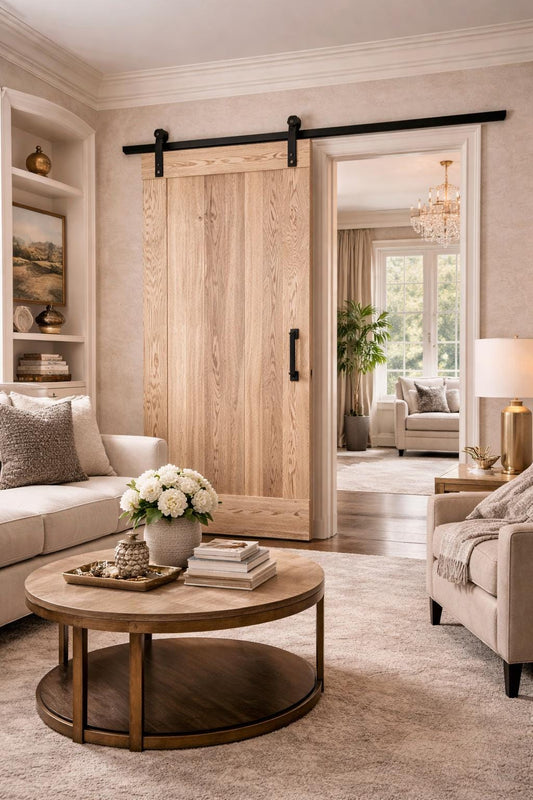 Solid White Ash Barn Door, Modern Farmhouse Sliding Wood Door, Custom Hardware Included