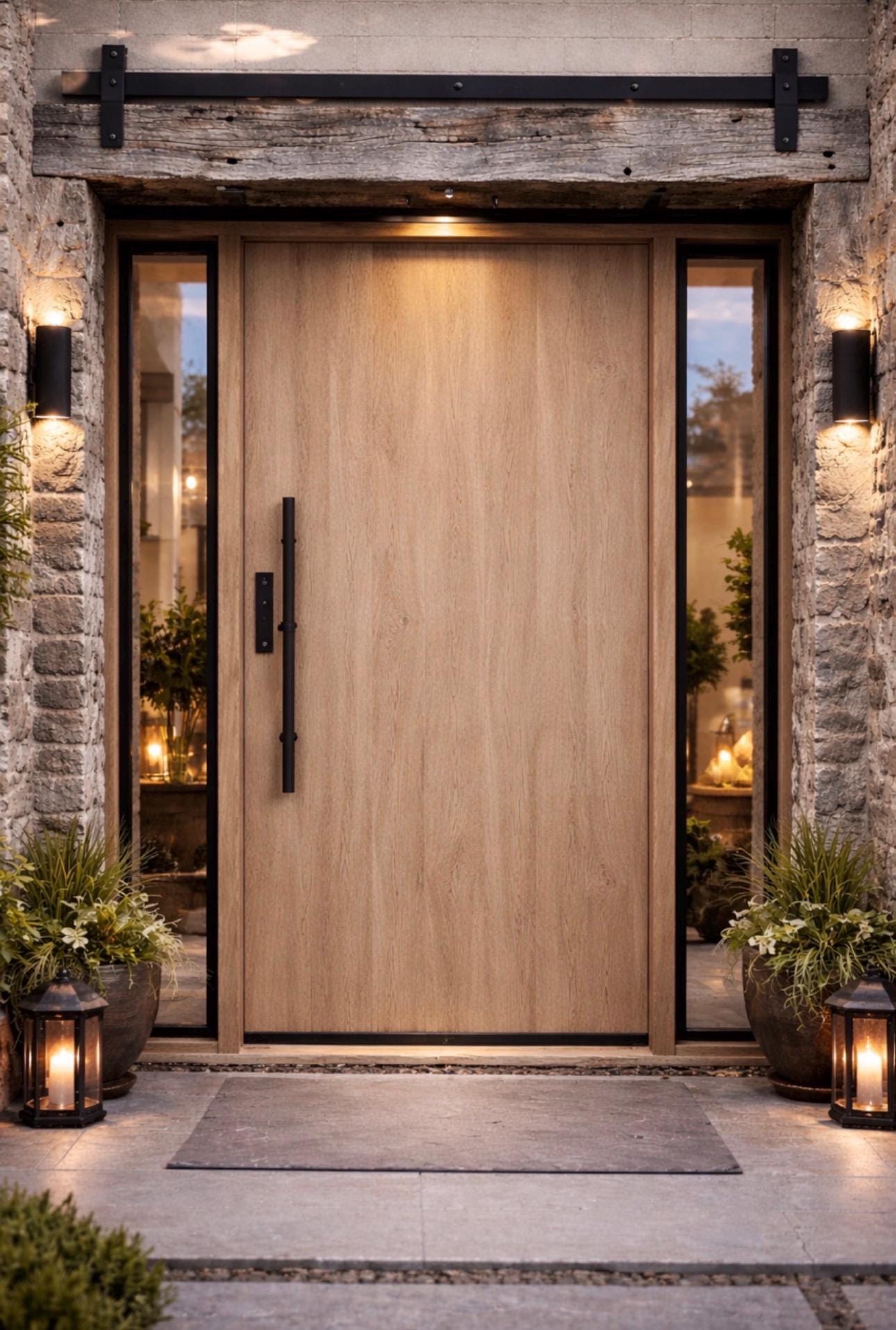 Solid White Oak Modern Entry Door | Custom Handcrafted Exterior Wood Door