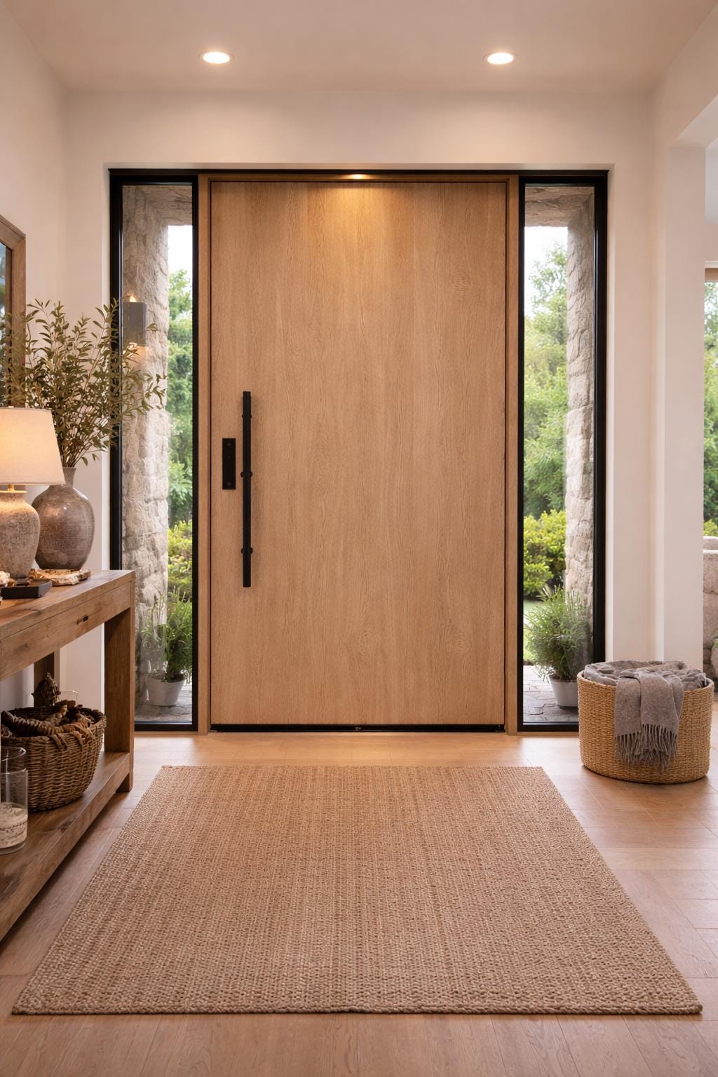 Solid White Oak Modern Entry Door | Custom Handcrafted Exterior Wood Door