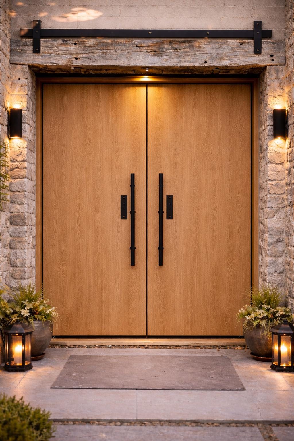 Solid White Oak Modern Entry Door | Custom Handcrafted Exterior Wood Door