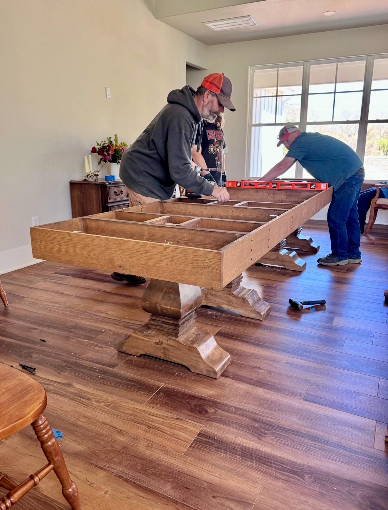 10ft Solid White Oak Farmhouse Dining Table | Heavy Pedestal Base, Custom Hardwood