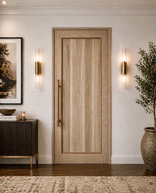 Solid White Oak Barn Door, Custom Sliding Door, Rustic Diagonal Brace Design